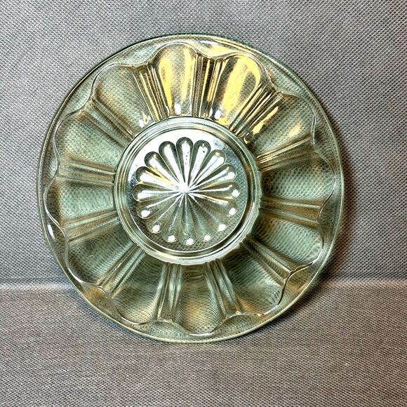 Vintage Anchor Hocking Depression Glass Colonial Design 6” Plates Uranium Glass - Picture 2 of 6